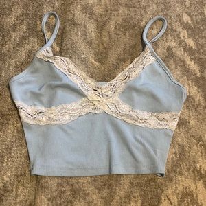 Blue lace crop top